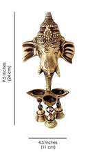 Load image into Gallery viewer, Two Moustaches Brass Ganesha Wall Hanging Deepak with Bells | Home Decor Diya | - Home Decor Lo