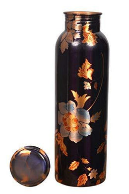 Raj Manufacturer Pure Copper Modern Art Printed with Outside Lacquer Copper Water Bottle for Travelling Purpose,Gym,Yoga Ayurveda Healing |900 ML Set of 1 - Home Decor Lo