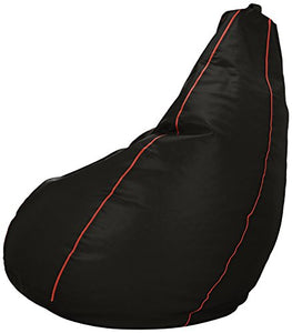 Amazon Brand - Solimo XXXL Bean Bag Cover (Black with Pink Piping) - Home Decor Lo