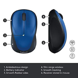 Logitech M235 Wireless Mouse for Windows and Mac with 2.4 GHz Wireless Technology - Blue - Home Decor Lo