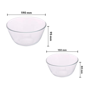 Borosil IH22MB12021 Glass Mixing Bowl Set, 2-Pieces, Transparent - Home Decor Lo