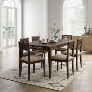 Wood Craft Sheesham Wood 6 Seater Dining Table Set with 6 Chairs