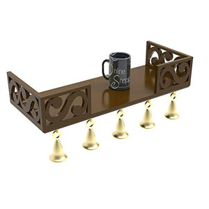 Onlineshoppee Bell Floating Wall Shelf (Brown) - Home Decor Lo