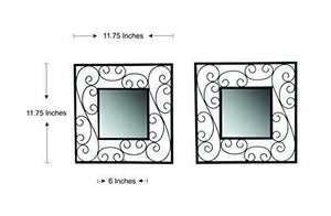 Hosley Decorative Square Iron Wall Mirror (15.24 cm x 29.84 cm, Black, Set of 2) - Home Decor Lo