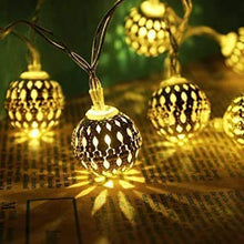 Load image into Gallery viewer, PESCA Moraccan Ball 16 LED String Lights Plug-in Metal Ball, Connectable with Tail Plug, for All Occasions-Christmas, Diwali - Home Decor Lo