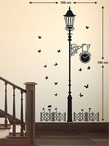 Decals Design 'Black Antique Street Lamp with Butterflies' Wall Sticker (PVC Vinyl, 60 cm x 90 cm x 1 cm, Black) - Home Decor Lo