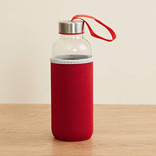 Load image into Gallery viewer, Home Centre Favola-Cyprus Transparent Glass Water Bottle with Pouch - 400 ml - Red - Home Decor Lo