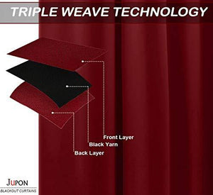 LE HAVRE Premium Silk Blackout Curtain Pack of 2 Piece with 3 Layers Weaving Technology & Solid Grommet Pattern/Thermal Insulated Draperies Energy Saving (Width - 48inch X 72inch -Length) Maroon - Home Decor Lo