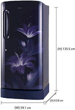 Load image into Gallery viewer, LG 215 L 4 Star Inverter Direct Cool Single Door Refrigerator (GL-D221ABGY, Blue Glow, Base stand with drawer) - Home Decor Lo