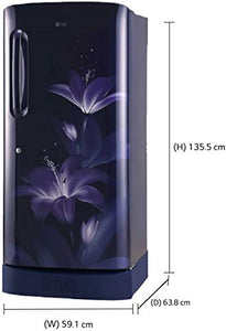 LG 215 L 4 Star Inverter Direct Cool Single Door Refrigerator (GL-D221ABGY, Blue Glow, Base stand with drawer) - Home Decor Lo