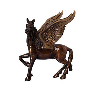 eCraftIndia Antique Finish Brass Flying Angel Horse (12.5 cm x 15 cm x 10 cm, Brown and Black) - Home Decor Lo