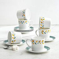 Home Centre Mandarin-Malhar 12-Pc. Printed Cup and Saucer Set - Home Decor Lo
