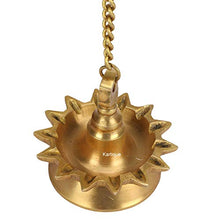 Load image into Gallery viewer, Kartique Brass Metal Wall Hanging Multi Slot Diya with Chain for Home Decor Mandir Entrance Pital Pooja Deepak Puja Deepam Diwali Gift Lamp Pair | 2 Pcs - Home Decor Lo