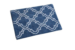AEROHAVEN™ 100% Cotton Glorious Super Soft Moroccan Designer Anti Slip Bathmat (Blue, 40 x 60 cm) - Home Decor Lo