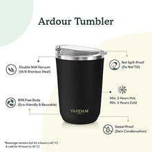 Load image into Gallery viewer, VAHDAM Ardour Tea Tumbler or Black Mug for Coffee (350 ml) - Reusable Flask for Tea &amp; Coffee | FDA Approved 18/8 Stainless Steel | Carry Hot &amp; Cold Beverage - Home Decor Lo