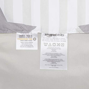AmazonBasics Easy-Wash Microfiber Kid's Bed-in-a-Bag Bedding Set - Full / Queen, Grey Stars - Home Decor Lo
