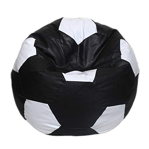 Maruti Fun Bags Leather Football Shape Bean Bag Cover without Beans (Black and White, XXL) - Home Decor Lo