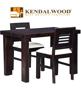 KendalWood Furniture Sheesham Wood Dining Table with Chairs & Chusion | Dining Room Furniture (2 Seater Dining Set, Warm Chestnut Finish) - Home Decor Lo