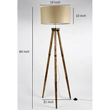 Load image into Gallery viewer, Craftter New Light Brown Matka Silk Textured Fabric Shade Wooden Tripod Floor Lamps for Living &amp; Bed Room Home and Office Stylish Floor Decoration and Standing Lamp with Elegant Shades - Home Decor Lo