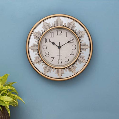Home Centre Estelle Telsa Contemporary Wall Clock - Gold - Home Decor Lo