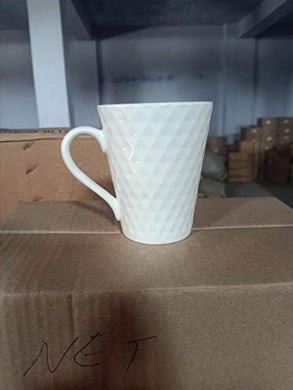 Anwaliya Fauna Series Bone China Coffee Mugs - 2 Pieces, White Self Net, 250 ML - Home Decor Lo