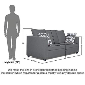 Adorn India Zink Straight Line 3 Seater Sofa (Grey) - Home Decor Lo
