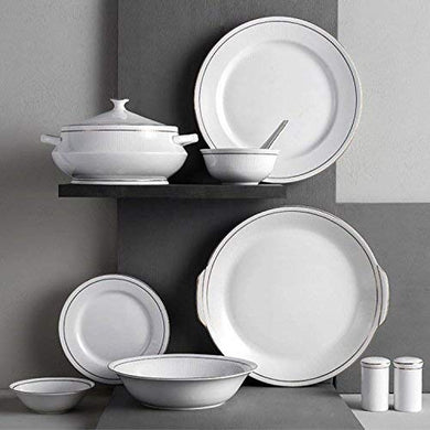 Raincart Mona Dinnerware Set, 38-Pieces, Dinner Set Serving Set White Gold