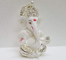 Load image into Gallery viewer, Gold Art India Silver Plated Terracotta Ganesh Idol (White) - Home Decor Lo