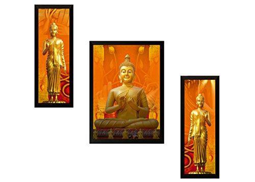 SAF UV Textured Buddha Print Framed Painting Set of 3 for Home Decoration – Size 35 x 2 x 50 cm - Home Decor Lo