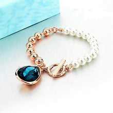 Load image into Gallery viewer, HOT AND BOLD Blue Pearl &amp; Blue Austrian Crystal Charm Bracelet for Women - Home Decor Lo
