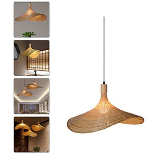 Beaupretty Bamboo Lantern Pendant Lamp Retro Chinese Rattan Basket Ceiling Pendant Light Shade Rattan Dome Wicker Chandelier Lampshade Hanging for Living Room Bedroom