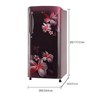 LG 190 L 4 Star Inverter Direct-Cool Single Door Refrigerator (GL-B201ASPY, Scarlet Plumeria) - Home Decor Lo