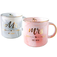Load image into Gallery viewer, Vilight Gifts for Couple Married 2019 - Mr and Mrs Mugs for Newlyweds - Marble Coffee Cups Set with Gift Package - Home Decor Lo