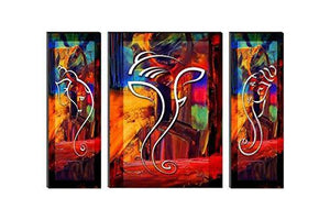 SAF Ganesh Ji Set of 3 6MM MDF Panel Painting Digital Reprint 12 inch x 18 inch Painting - Home Decor Lo