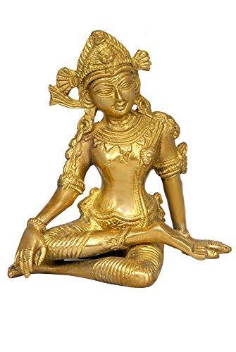 Aone India Sitting God Indra Dev Brass Statue Height-5.75