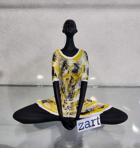 ZART Presents New Women Yoga Showpiece(Golden&White) Yoga Posture Lady Statue Poly Resin Figurine for Home Table Top Living Room Hall Bedroom Shelf Decoration - Yoga Statue in Decor//saiz.8'' - Home Decor Lo