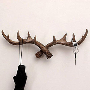 House of Quirk Deer Antlers Wall Mount Hooks for Wall Hanger Key Storage Holder Rack Wall Mount Home Decor (Size: 38cm x 4cm x 12cm) - Dark Brown - Home Decor Lo