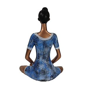 CRAFTAM Yoga Lady Statue - Poly Resin Decorative Statue Figurine Showpiece for Home Décor Table Top Living Room Gift Item (Blue & Golden) - Home Decor Lo