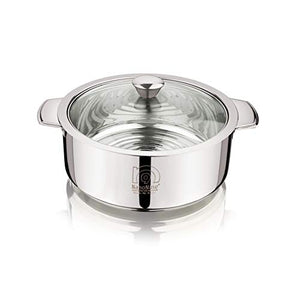 NanoNine Chapati Server Deep Chapati Pot Insulated Stainless Steel Casserole Serve Fresh Roti Pot with Steel Coaster and Glass Lid, 1.5 L, 1 pc - Home Decor Lo