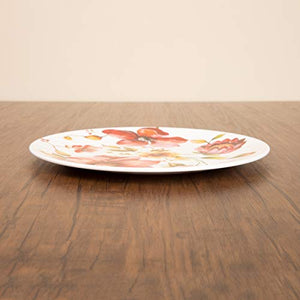 Home Centre Meadows-Malva Floral Print Dinner Plate - Red - Home Decor Lo