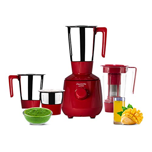 Bevel Cockatiel 750W Mixer Grinder (3 Jars, Red)