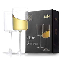 Load image into Gallery viewer, JoyJolt White Wine Glasses – Claire Collection 11.4 Ounce Wine Glasses Set of 2 – Deluxe Crystal Glasses with Ultra-Elegant Design – Made In Czech Republic - Ideal for Home Bar, Kitchen, Restaurants - Home Decor Lo