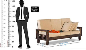 MH Decoart Sheesham Wood Brown 3 Seater Sofa Set for Living Room - Home Decor Lo