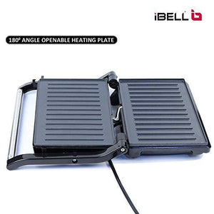 iBELL Hold The World Digitally! SM515 750 Watt Panini Grill Sandwich Maker with Floating Hinges, Black - Home Decor Lo