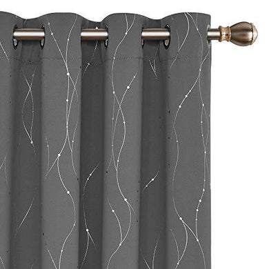 Deconovo Blackout Curtains Grommets with Dots Pattern Thermal Insulated Drapes for Bedroom and Sliding Glass Door 52 x 84 Inch Grey 2 Panels - Home Decor Lo