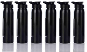 Flux Plastic Water Bottle, 800ml, Set of 6, Black - Home Decor Lo