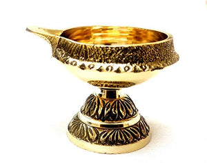 Artshai Designer Brass 2.3 inch Pooja Diya .kuber Brass Oil lamp Diya .Indian Pooja deep Set (12) - Home Decor Lo