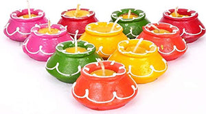 Srajan Creation Decorative Matki Diyas/Colourful Diya Set/Diya for Diwali- Set of 10 - Home Decor Lo