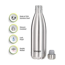Load image into Gallery viewer, Amazon Brand - Solimo Stainless Steel Insulated Bottle, 24 Hours Hot or Cold, 1000 ml - Home Decor Lo