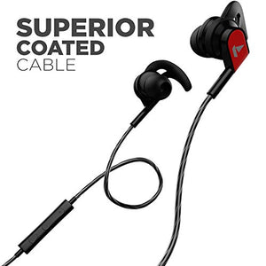 boAt Bassheads 242 Wired Sports Earphones with HD Sound, 10 mm Dynamic Drivers, IPX 4 Sweat and Water Resistance, Superior Coated Cable, in-Line Mic and Carry Pouch (Active Black) - Home Decor Lo